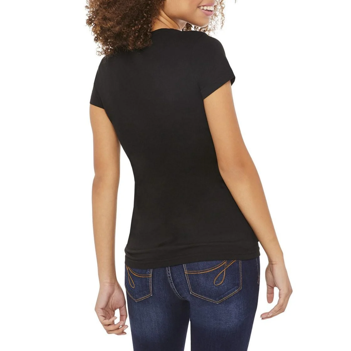 Womens Short Sleeve V-Neck Cotton T-Shirt - Image 5