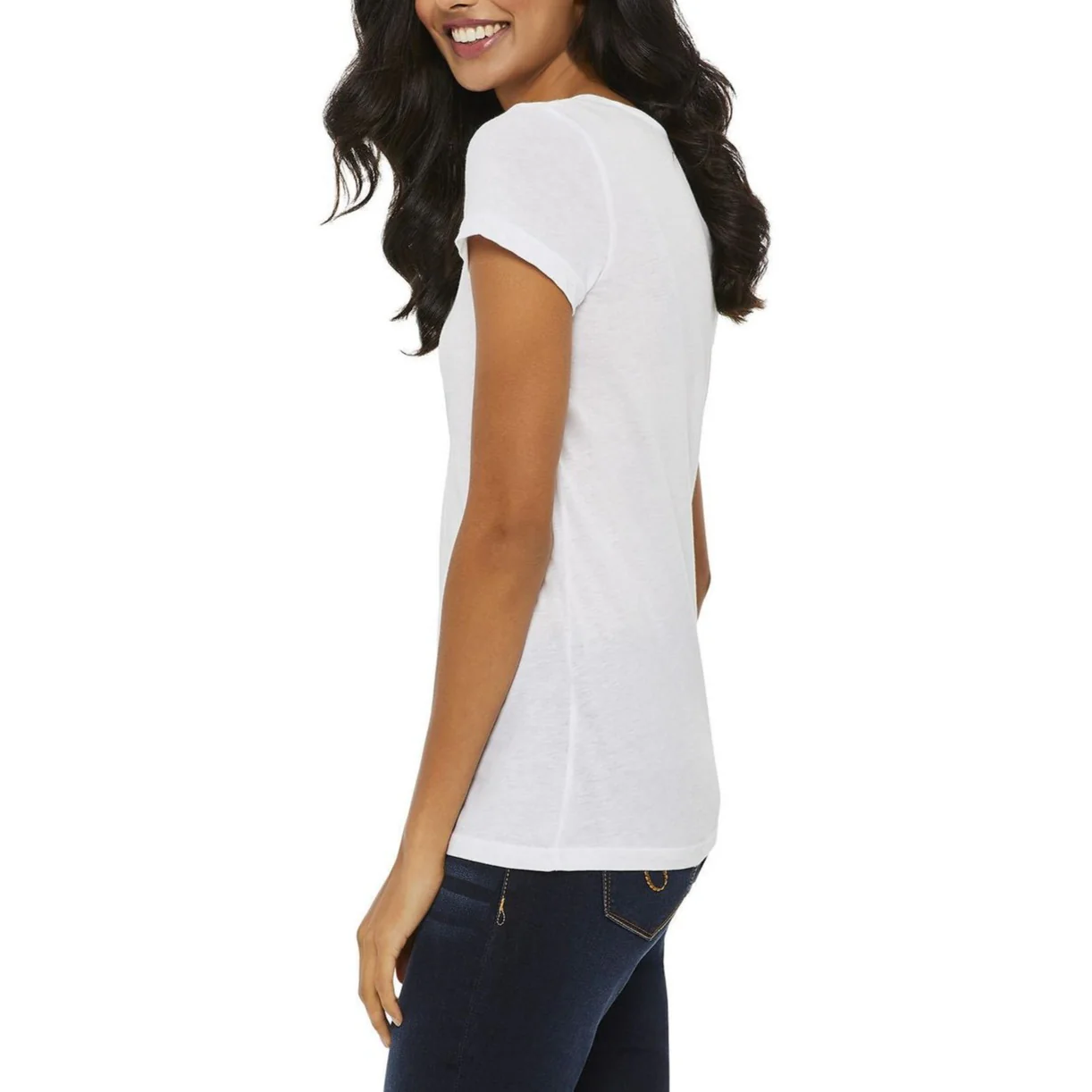 Womens Short Sleeve V-Neck Cotton T-Shirt - Image 7