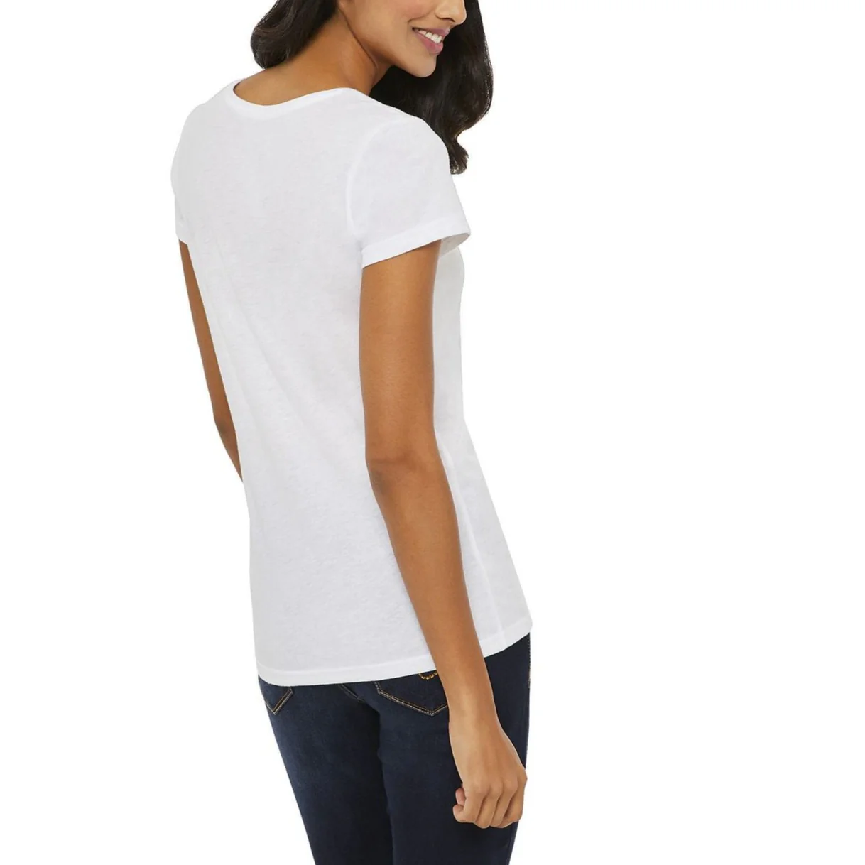 Womens Short Sleeve V-Neck Cotton T-Shirt - Image 8