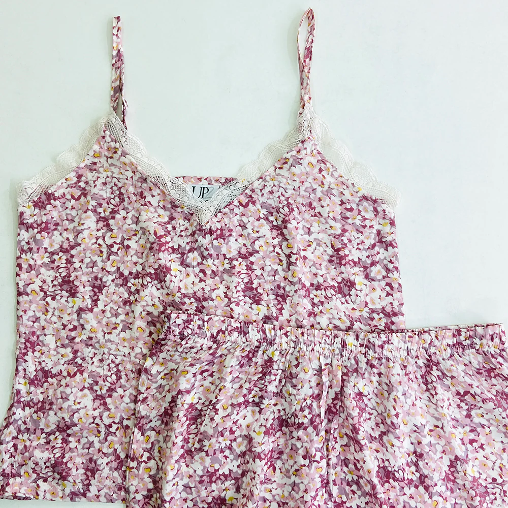 Womens Sleeveless Satin Short Loungewear Pajamas Set - Image 12