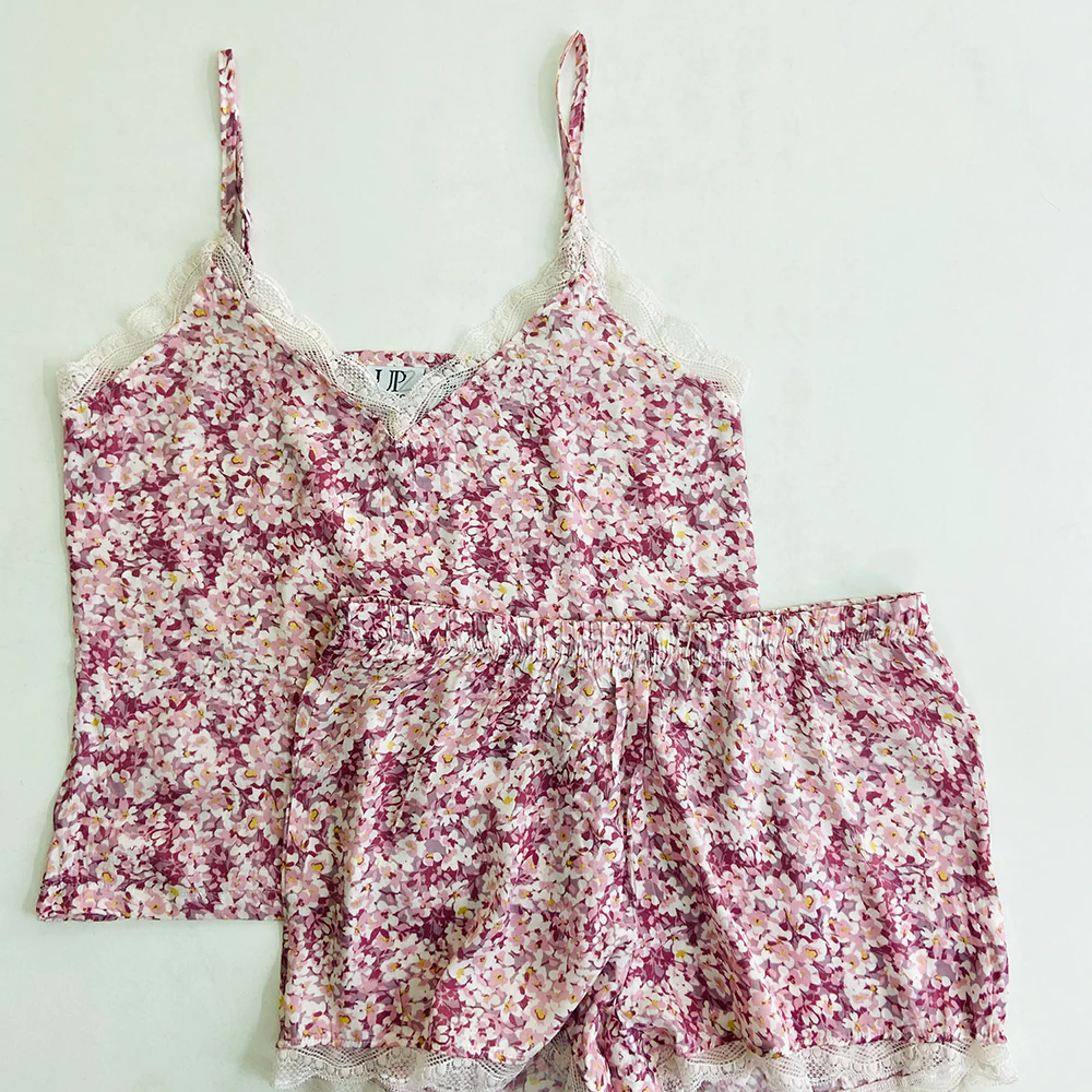 Womens Sleeveless Satin Short Loungewear Pajamas Set - Image 4