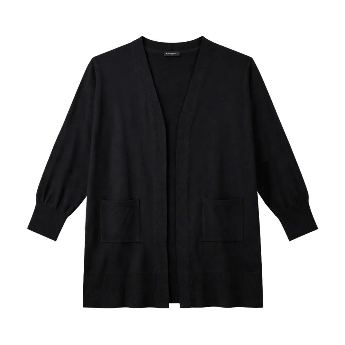 Womens Soft Knit Open-Front Long Sleeve Plus Size Cardigan with Pockets
