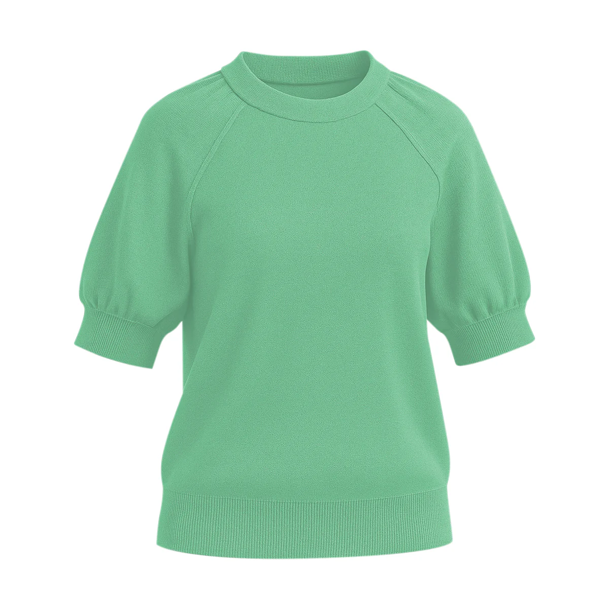 Womens Soft Knit Puff Short Sleeve Ribbed Pullover Top - Image 15