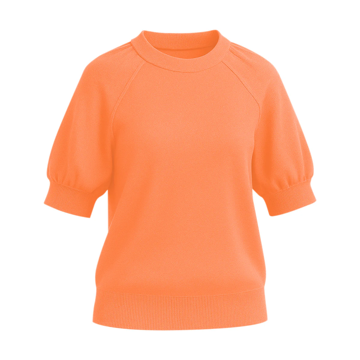 Womens Soft Knit Puff Short Sleeve Ribbed Pullover Top - Image 17
