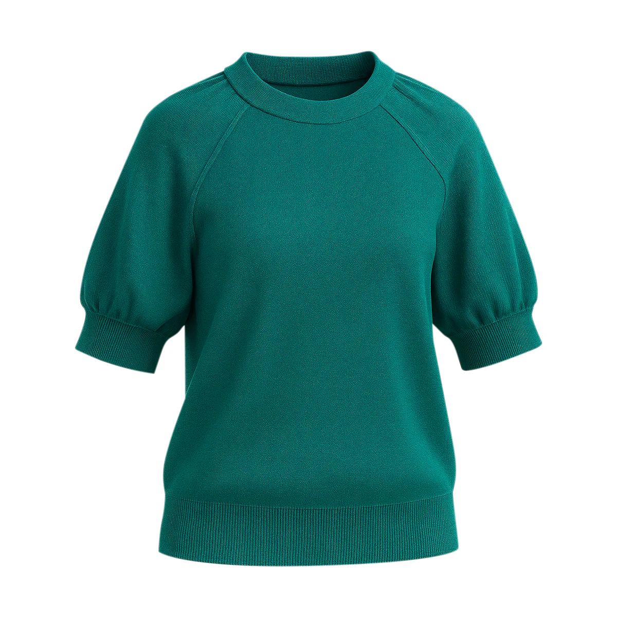 Womens Soft Knit Puff Short Sleeve Ribbed Pullover Top - Image 18
