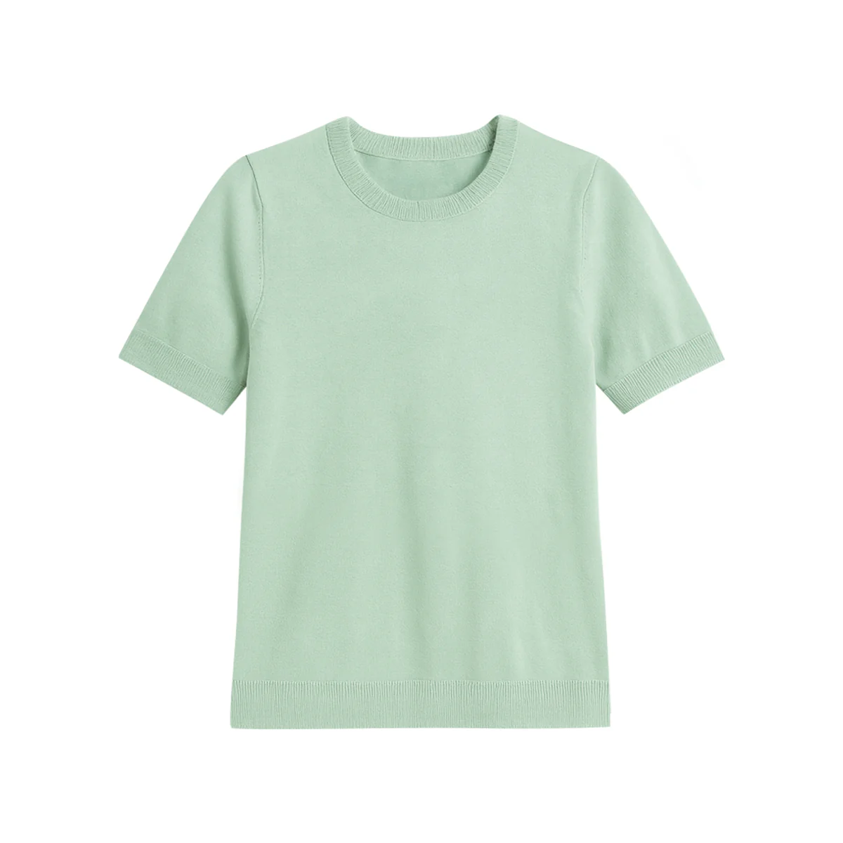Womens Soft Knit Short Sleeve Minimalist Sweater - Image 8