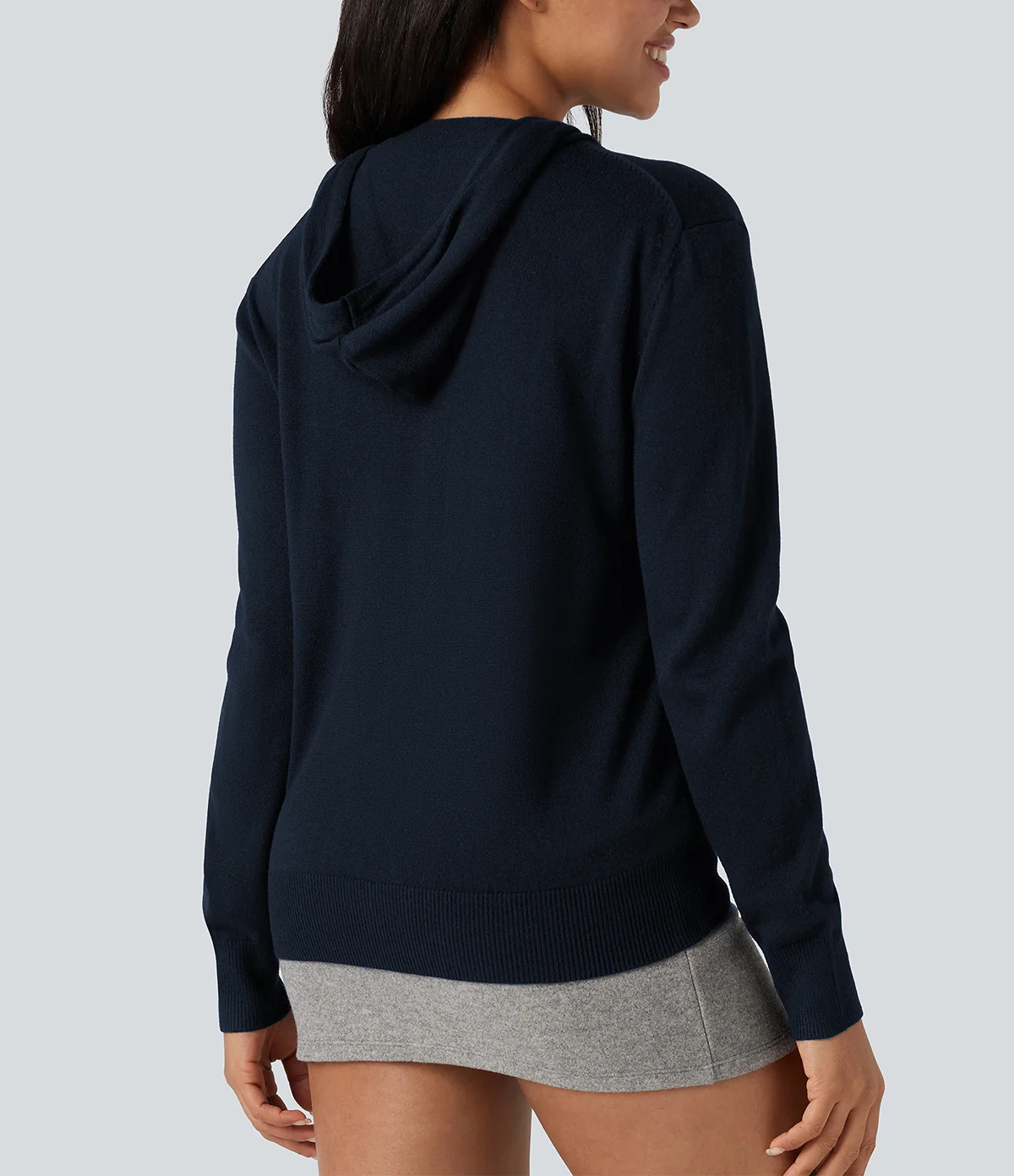Womens Soft Knit Zip-Up Full Sleeve Sweater Hoodie with Pockets - Image 13