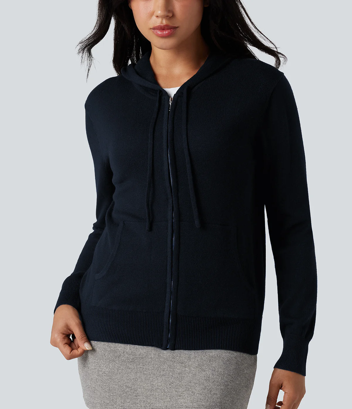 Womens Soft Knit Zip-Up Full Sleeve Sweater Hoodie with Pockets - Image 14