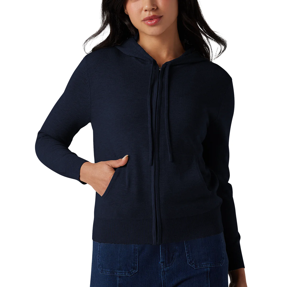 Womens Soft Knit Zip-Up Full Sleeve Sweater Hoodie with Pockets - Image 15