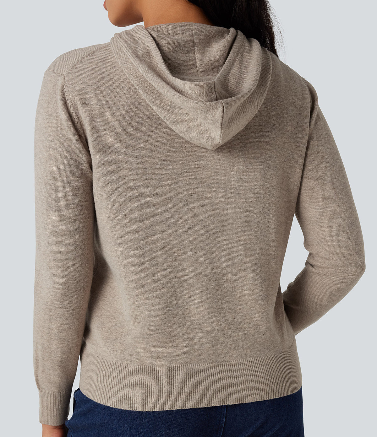 Womens Soft Knit Zip-Up Full Sleeve Sweater Hoodie with Pockets - Image 2