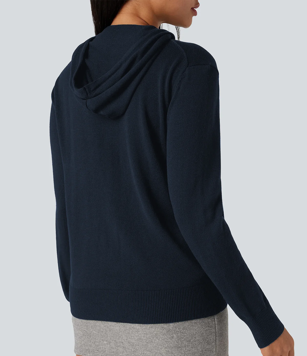Womens Soft Knit Zip-Up Full Sleeve Sweater Hoodie with Pockets - Image 3