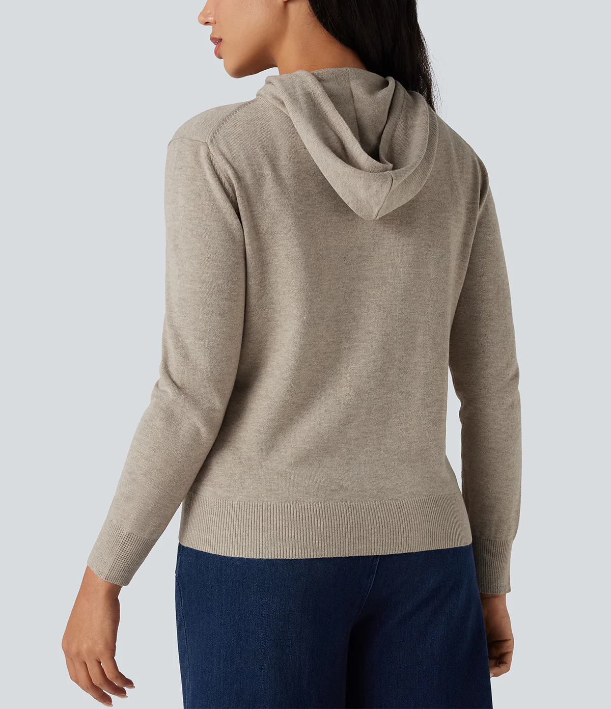 Womens Soft Knit Zip-Up Full Sleeve Sweater Hoodie with Pockets - Image 9