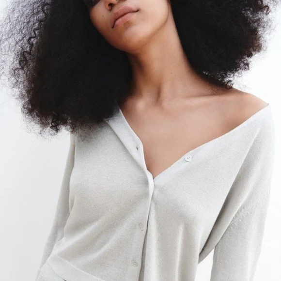 Womens Soft Thread Knit Sparkle Cardigan - Image 2