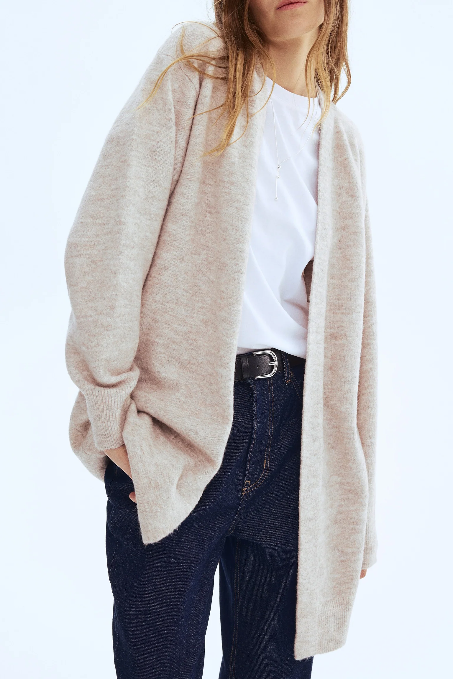 Womens Soft Wool Blend Long Knit Cardigan - Image 3