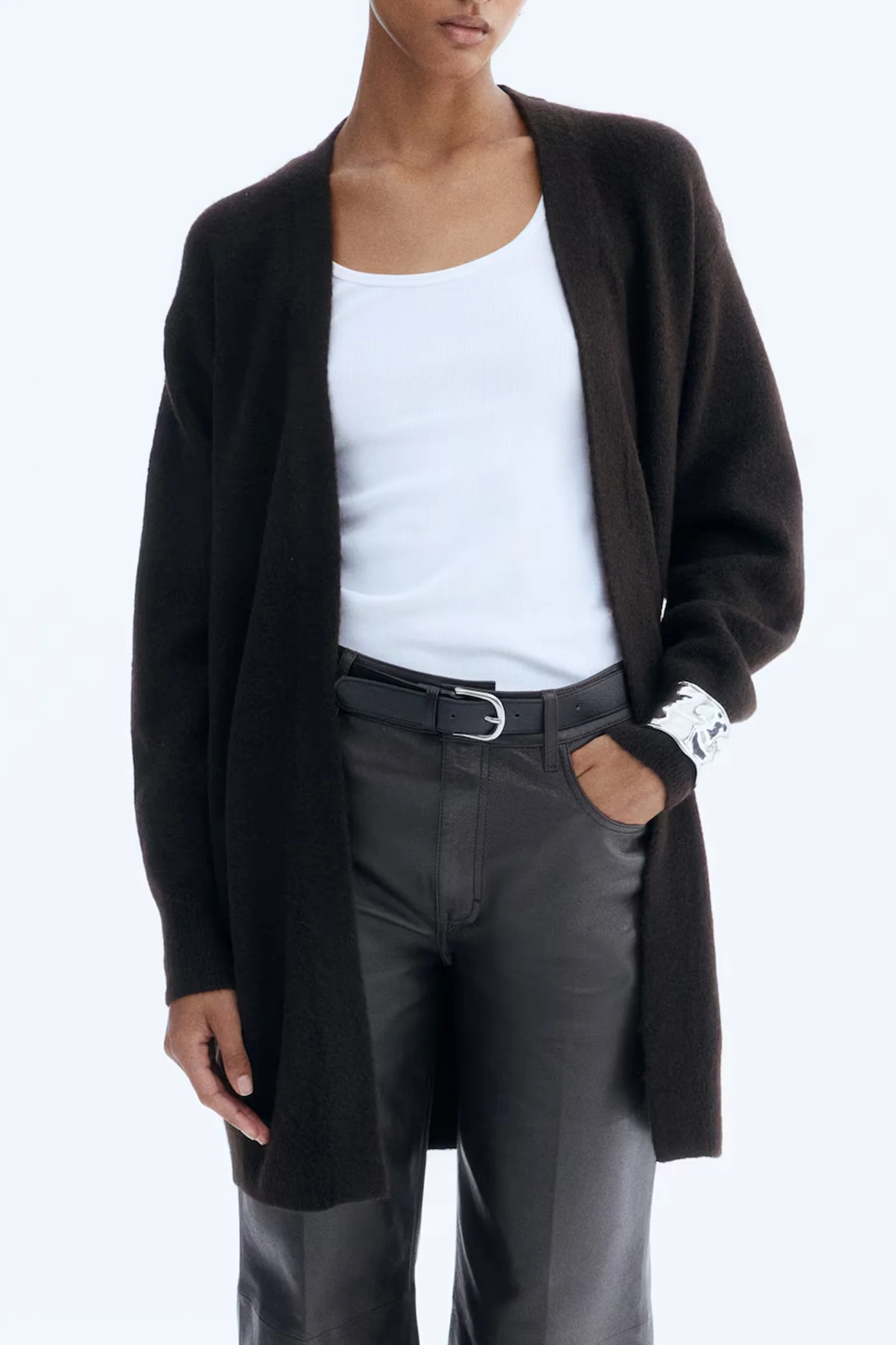 Womens Soft Wool Blend Long Knit Cardigan - Image 7