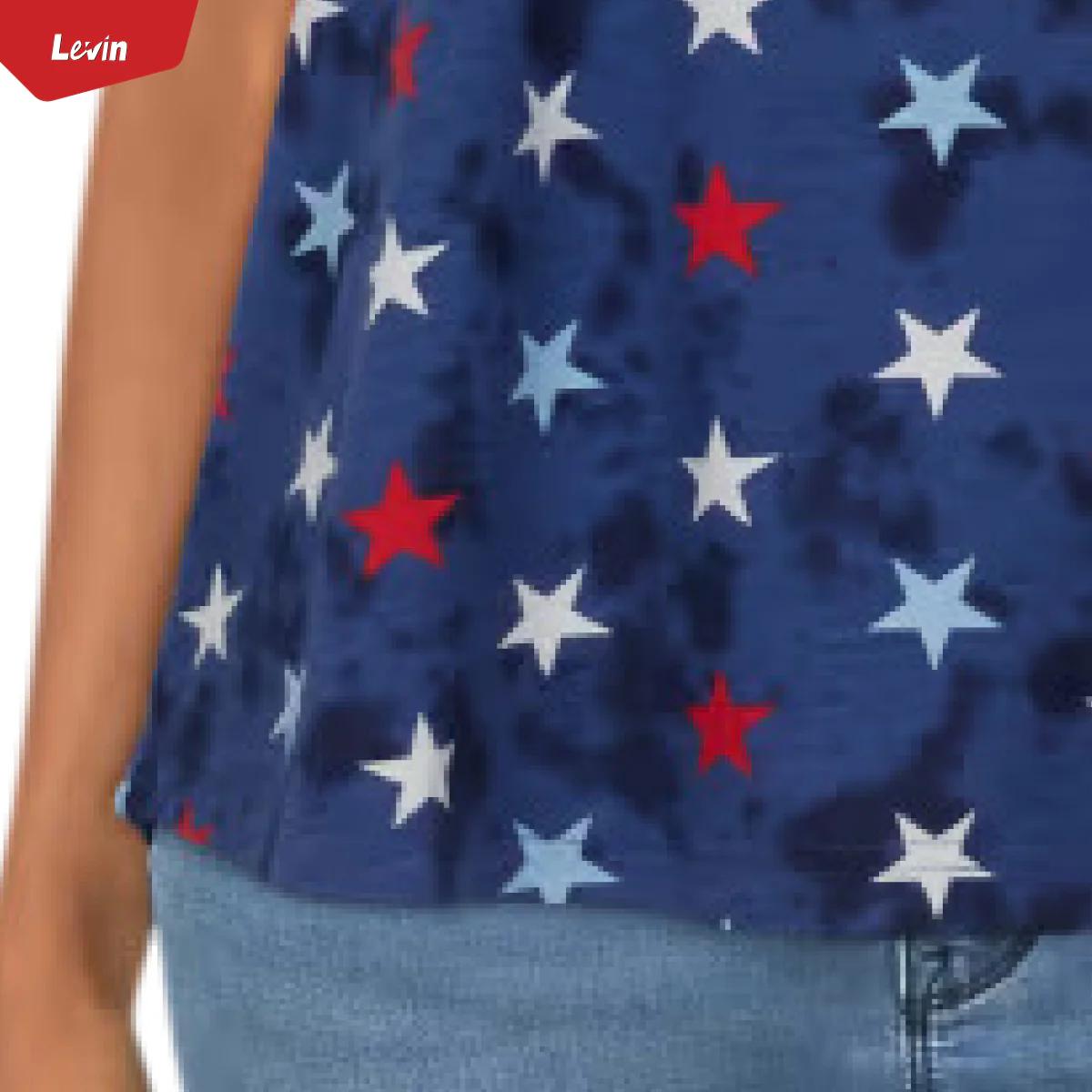 Womens Tie Dye Star Print Cotton Tank Top - Image 10