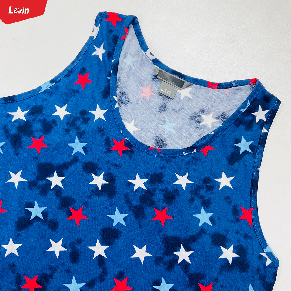 Womens Tie Dye Star Print Cotton Tank Top - Image 12