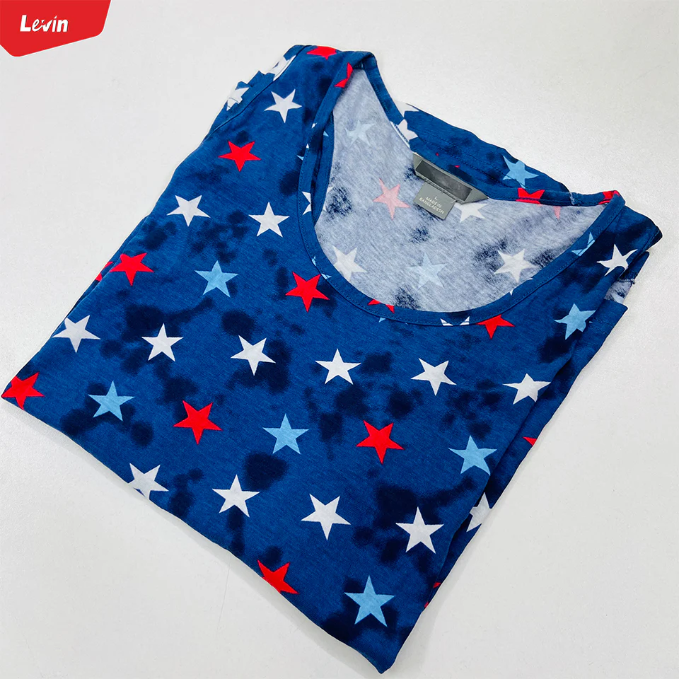 Womens Tie Dye Star Print Cotton Tank Top - Image 13