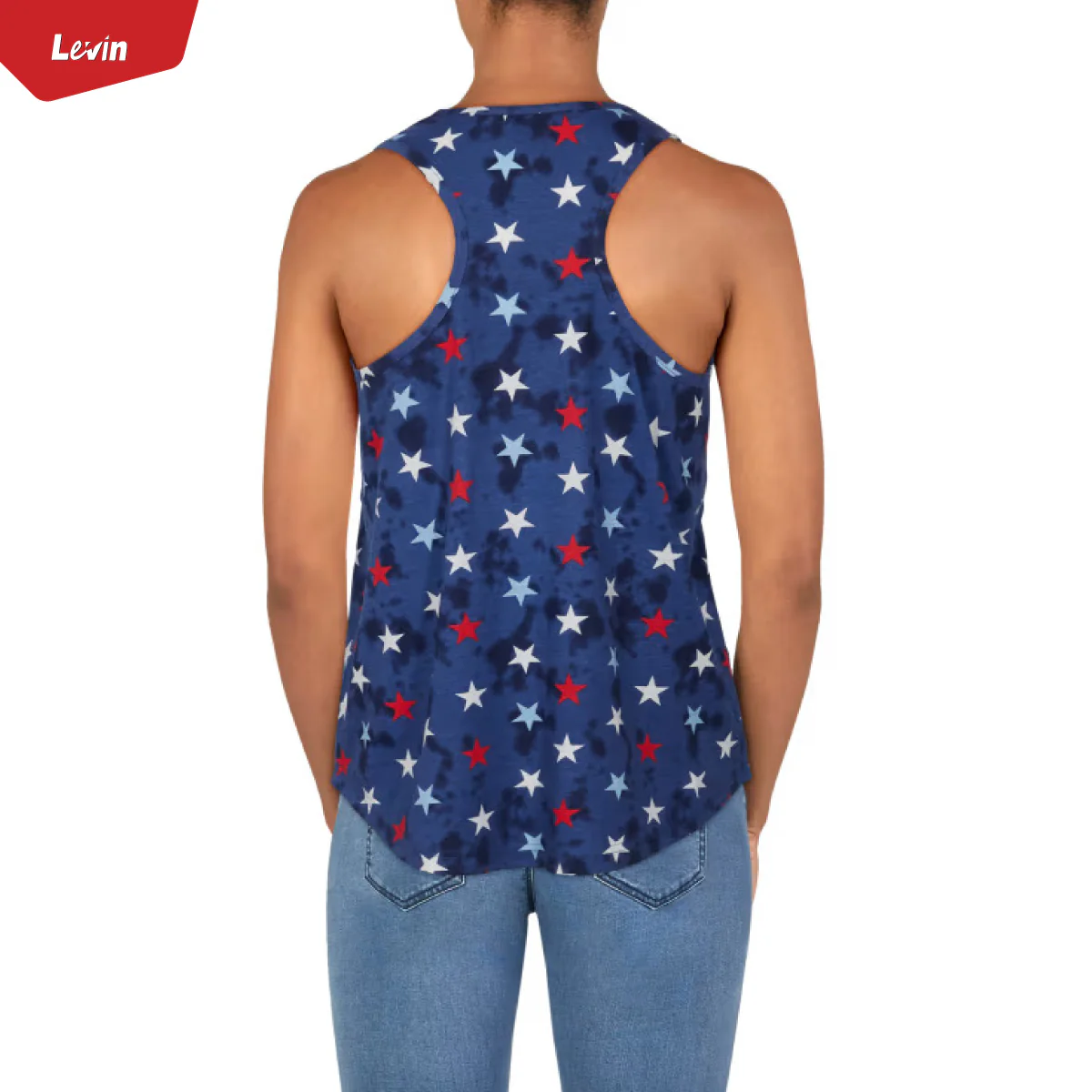 Womens Tie Dye Star Print Cotton Tank Top - Image 6