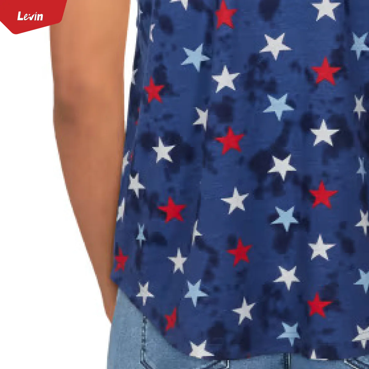 Womens Tie Dye Star Print Cotton Tank Top - Image 7