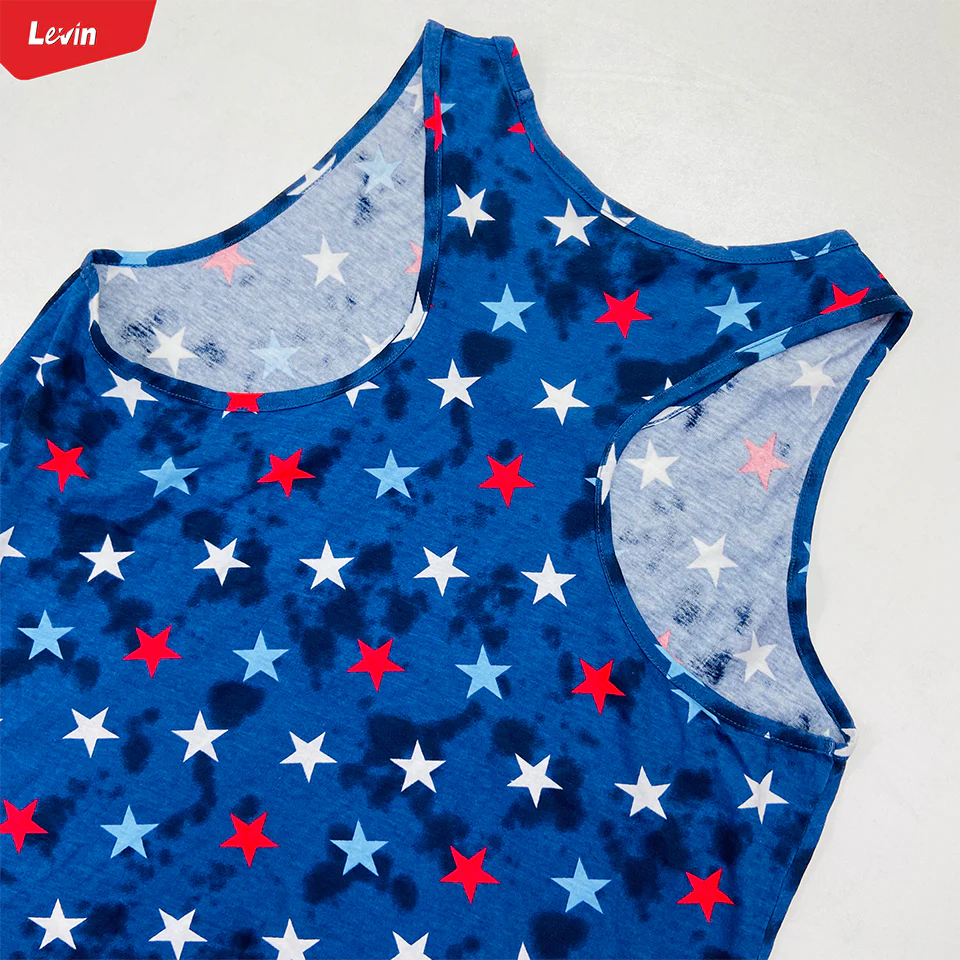 Womens Tie Dye Star Print Cotton Tank Top - Image 9