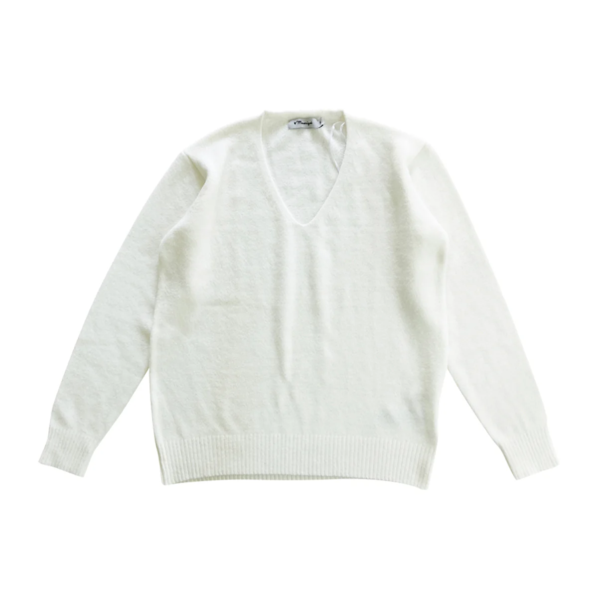 Womens V-Neck Long Sleeve Off-White Sweater
