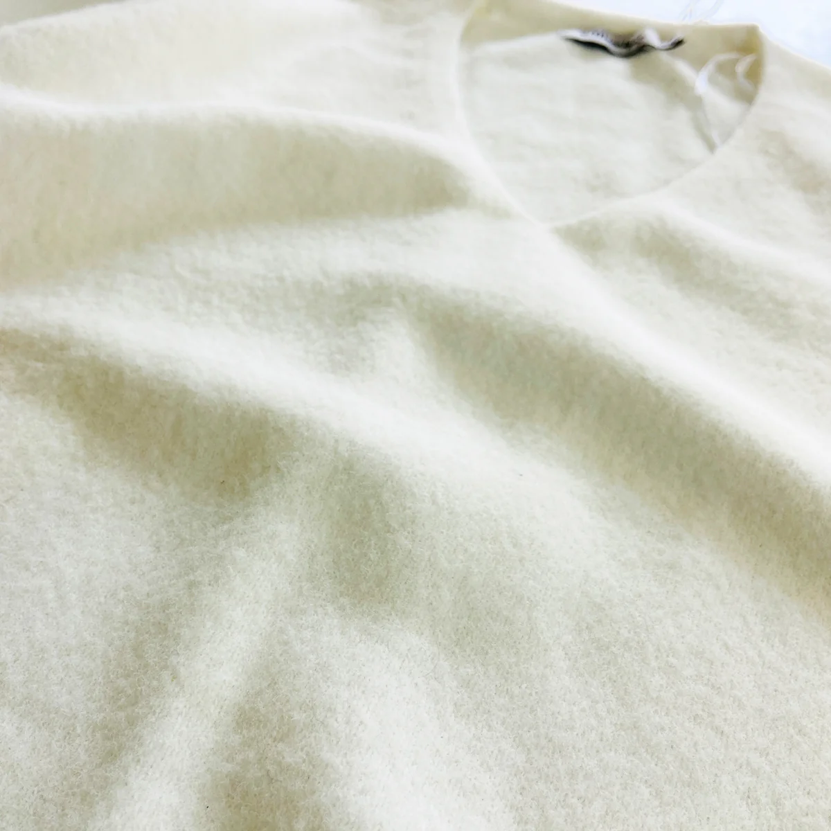Womens V-Neck Long Sleeve Off-White Sweater - Image 3