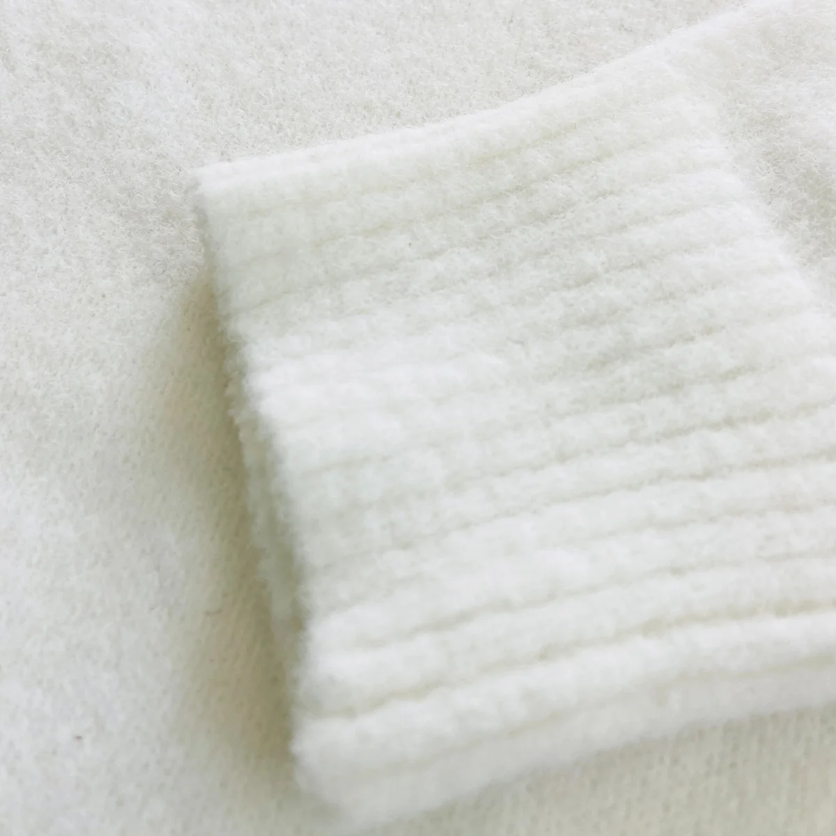 Womens V-Neck Long Sleeve Off-White Sweater - Image 8