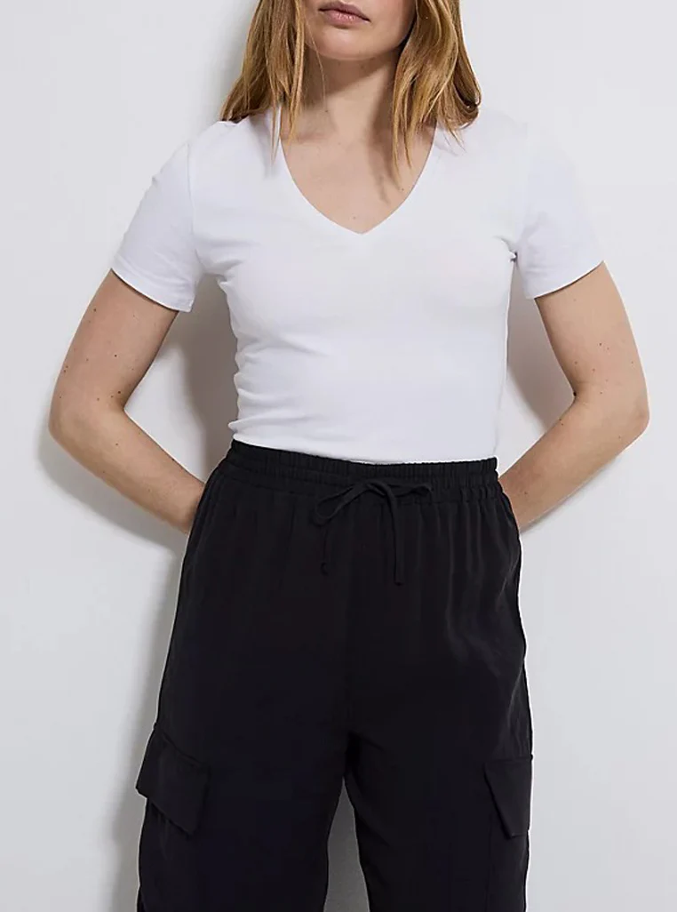 Womens V-Neck Short Sleeve Cotton Jersey T-Shirt - Image 14