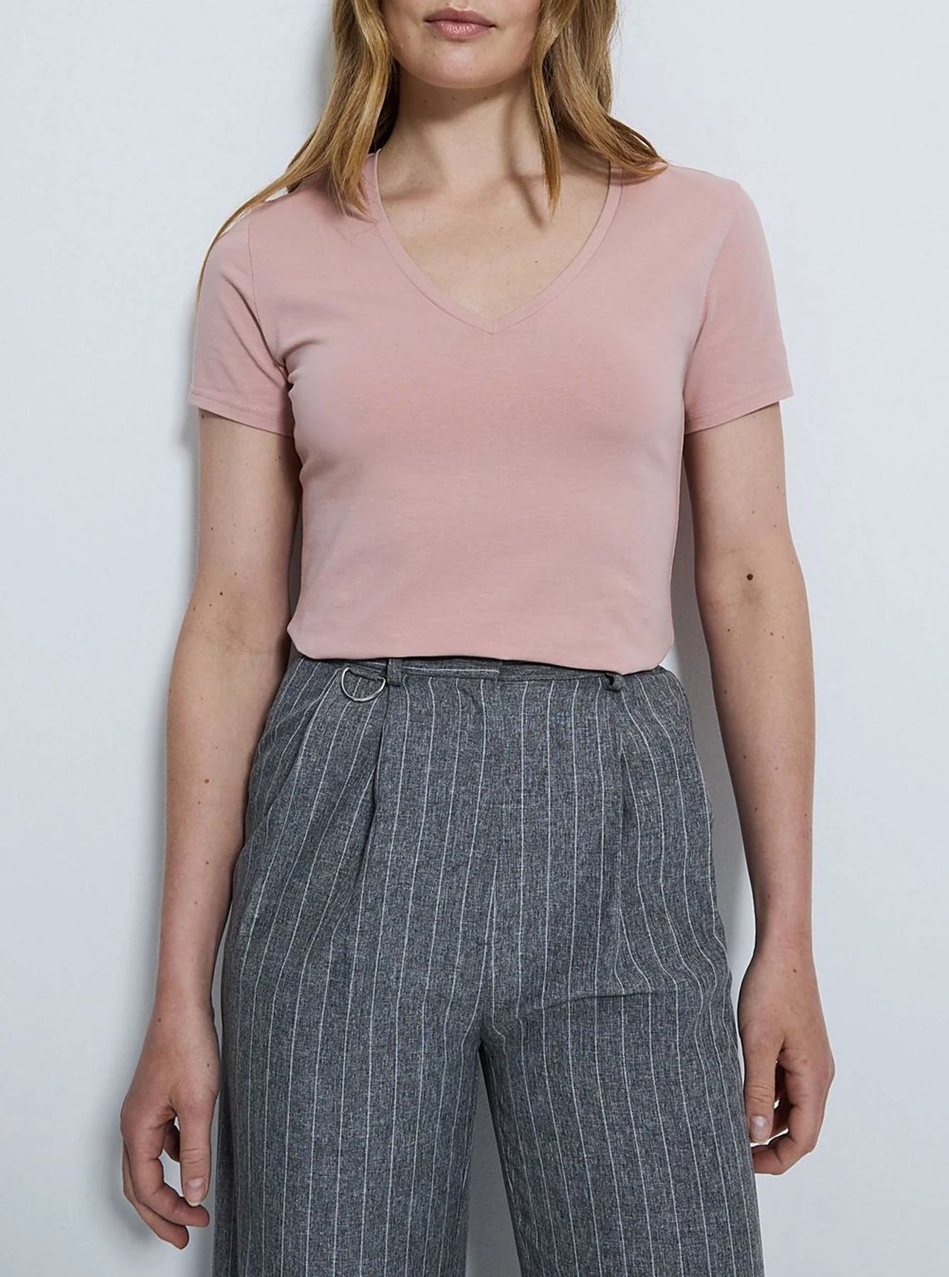 Womens V-Neck Short Sleeve Cotton Jersey T-Shirt - Image 2