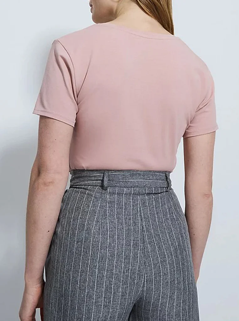 Womens V-Neck Short Sleeve Cotton Jersey T-Shirt - Image 6
