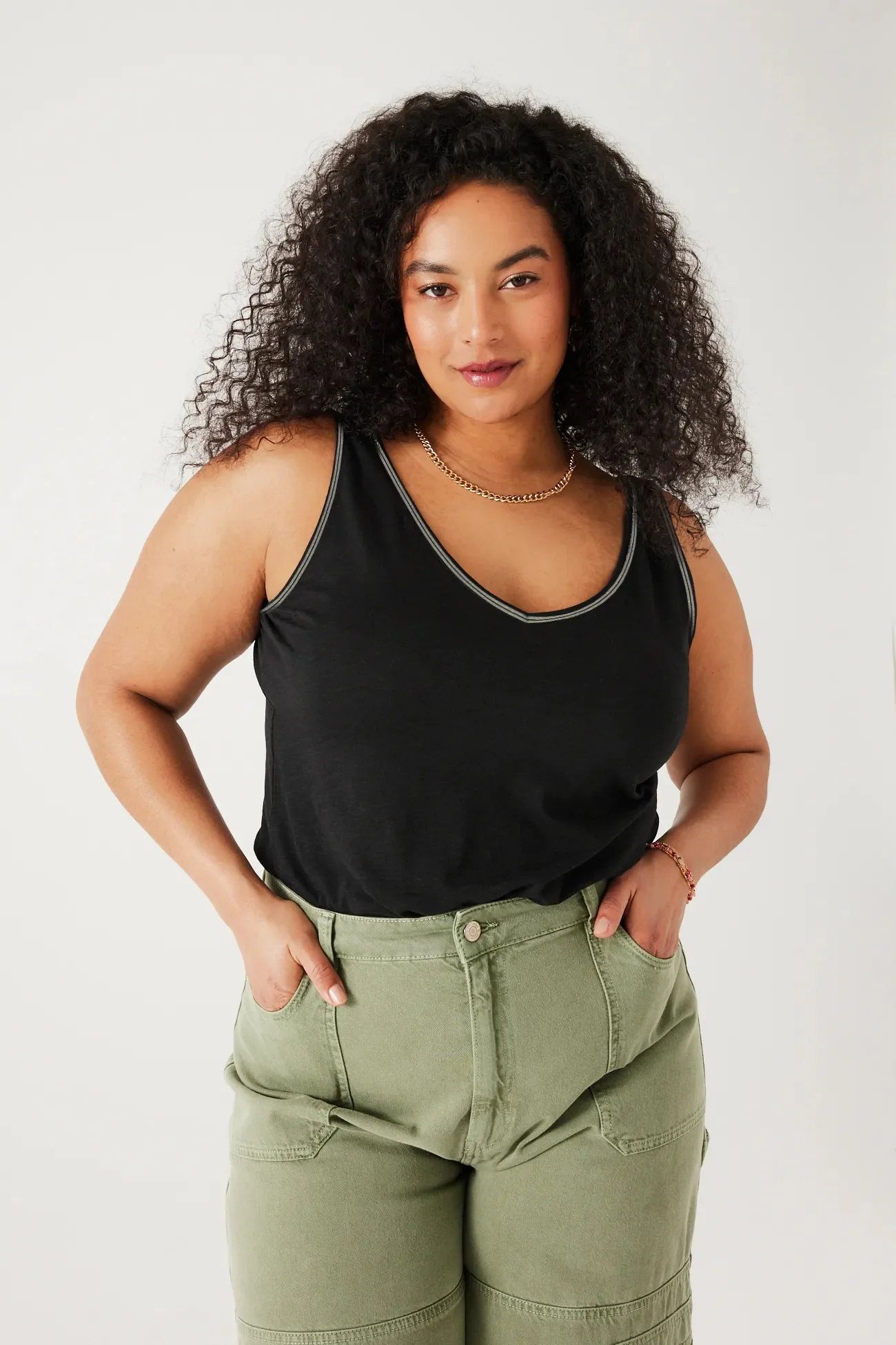 Womens V-Neck Sleeveless Cotton Vest Tank Top - Image 3